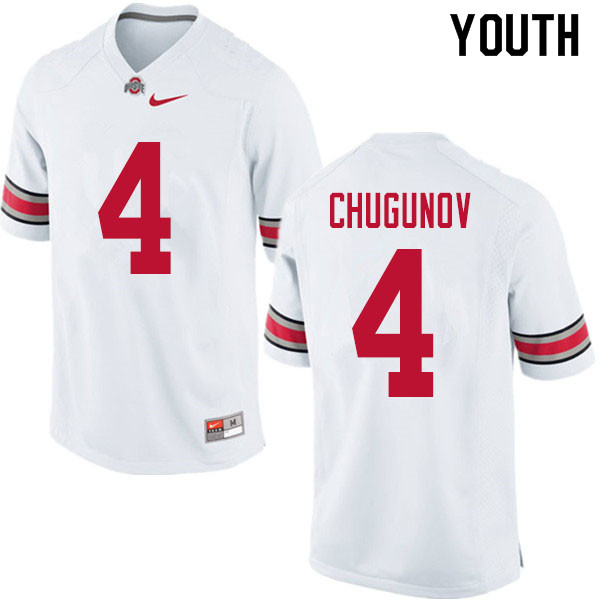 Ohio State Buckeyes Chris Chugunov Youth #4 White Authentic Stitched College Football Jersey
